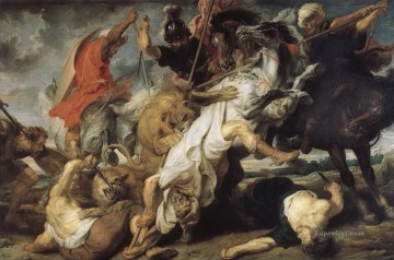 Pedro Pablo Rubens Painting - La caza del león Peter Paul Rubens
